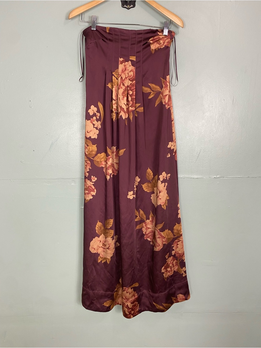 Free People Botanical Maxi Dress Brown Floral Strapless Pleated Sundress XS - Picture 2 of 12